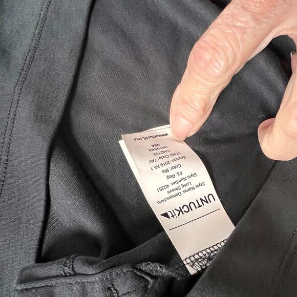 UNTUCKit Wrinkle Free Damaschino Long Sleeve Polo.  Black.  Size XXL - Picture 7 of 7